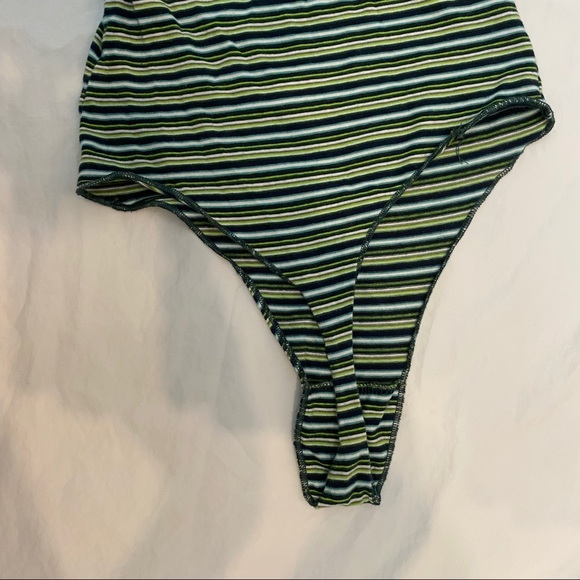 Brandy Melville Lola Green Striped Bodysuit - Picture 5 of 5